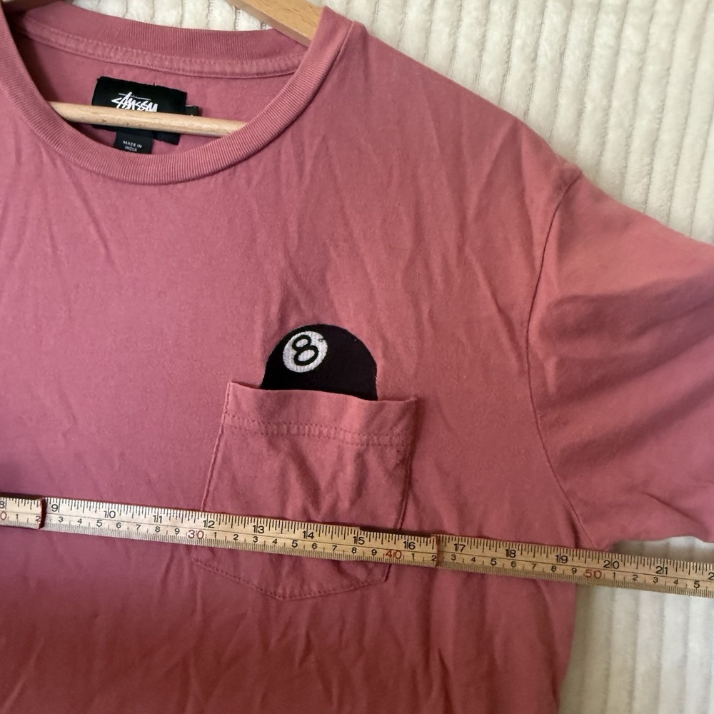Stussy Shirt Mens Sz Small Mauve 8 Ball Pocket Graphic Classic Streetwear Tee - Picture 6 of 11